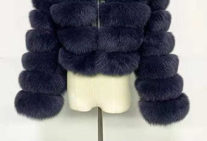 Cropped Faux Fur Hooded Jacket